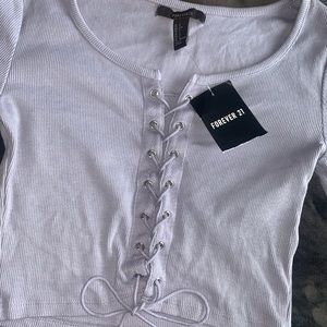NWT Forever21 Long Sleeve Crop Top